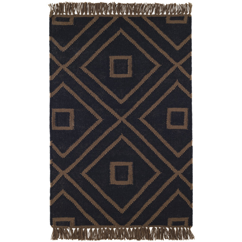 Dash and Albert Rugs Mali Geometric Handmade Flatweave Black/Brown Indoor / Outdoor Area Rug